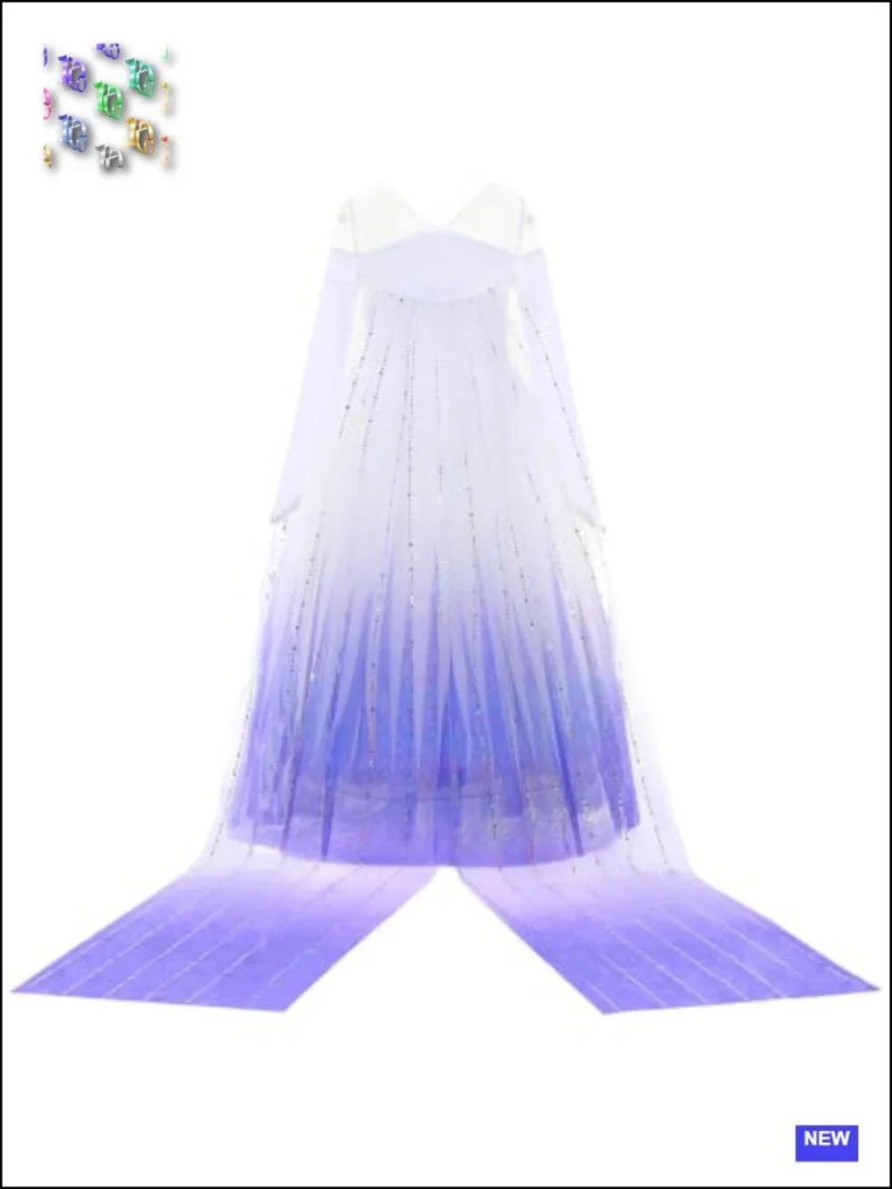 Girls Princess Costume Snow Queen Dress Up with Cape, Gloves, Crown and Wand